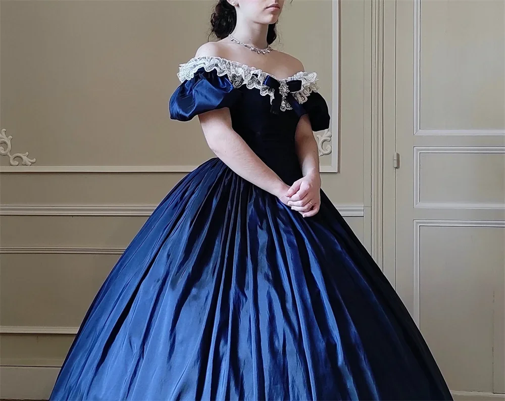 1880s Victorian Prom Dresses Crinoline Queen Princess Gothic Ball Gown Navy Blue Fantasy Elegant Vintage Party Wear Customized
1880s Victorian Prom Dresses Crinoline Queen Princess Gothic Ball Gown Navy Blue Fantasy Elegant Vintage Party Wear Customized