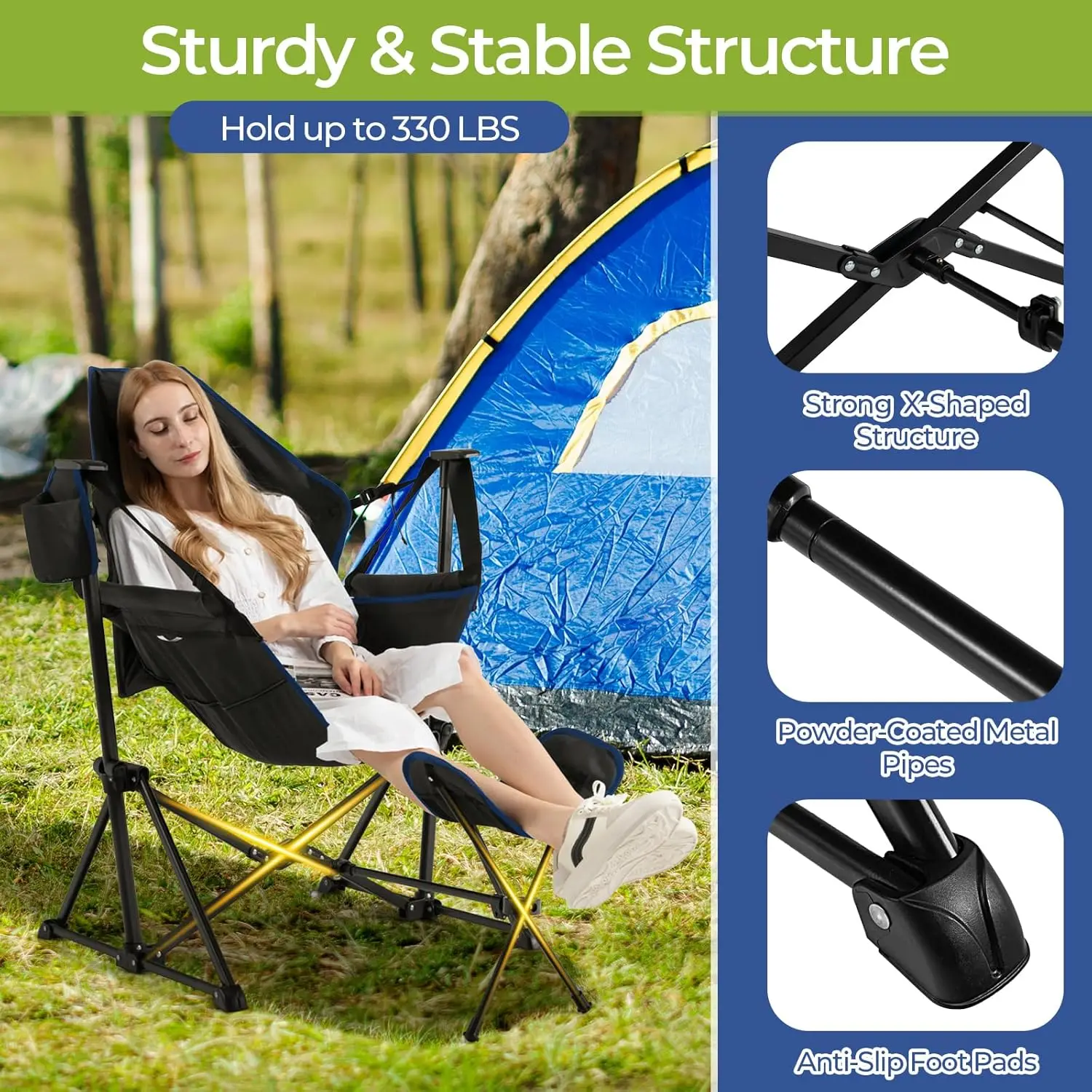 Gymax Hammock Camping Chair, Folding Camp Chair With Detachable Footrest, Adjustable Backrest, Pillow, Cup Holder & Carrying
Gymax Hammock Camping Chair, Folding Camp Chair With Detachable Footrest, Adjustable Backrest, Pillow, Cup Holder & Carrying