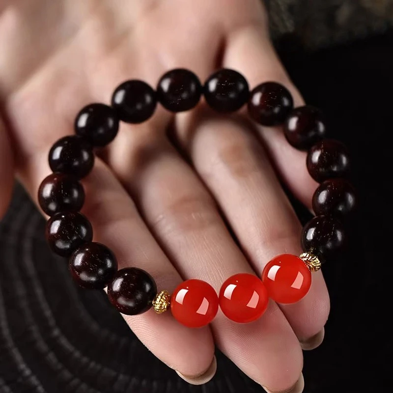 Natural Indian Small Leaf Rosewood Bracelet with South Red Agate Lucky Beaded Bracelet for Couples Souvenirs Gifts
Natural Indian Small Leaf Rosewood Bracelet with South Red Agate Lucky Beaded Bracelet for Couples Souvenirs Gifts