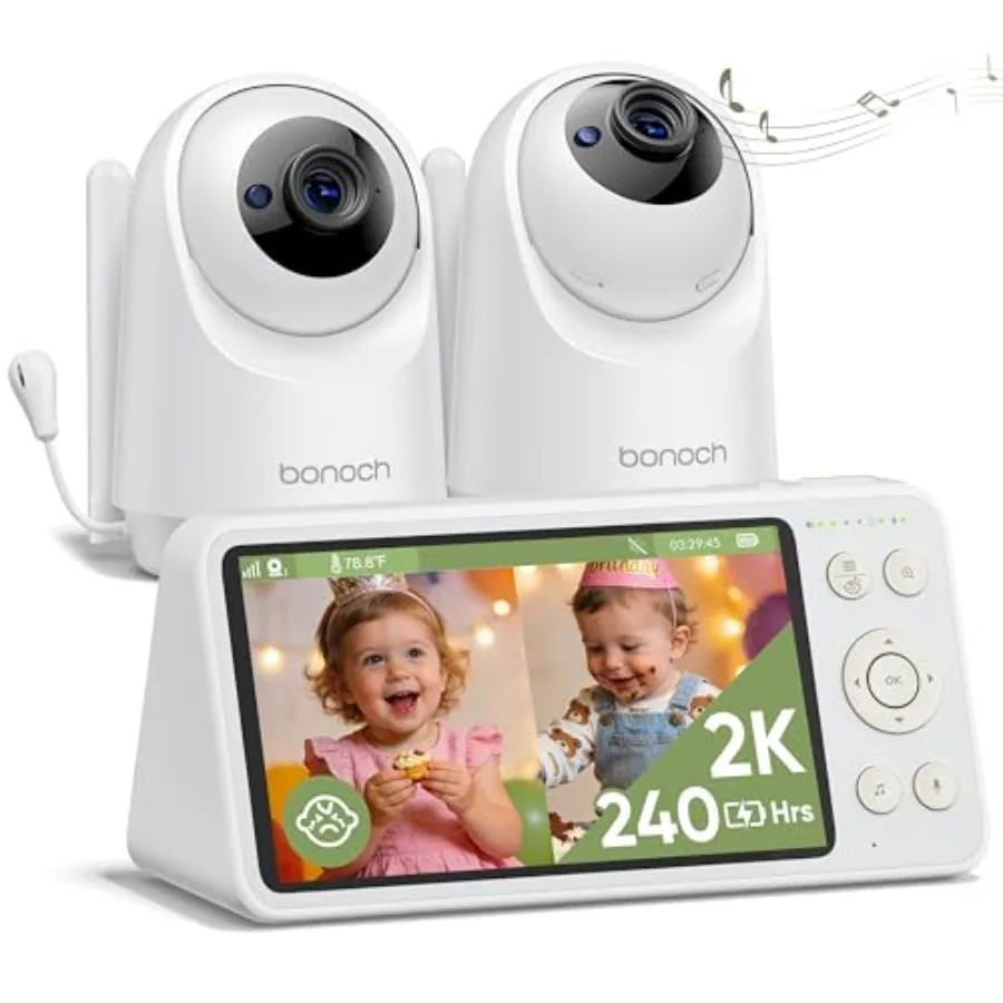 Baby monitor for nursery use, ABS plastic, white, 2K dual-camera split-screen with 240hrs battery and hack-proof no-WiFi securi
Baby monitor for nursery use, ABS plastic, white, 2K dual-camera split-screen with 240hrs battery and hack-proof no-WiFi securi