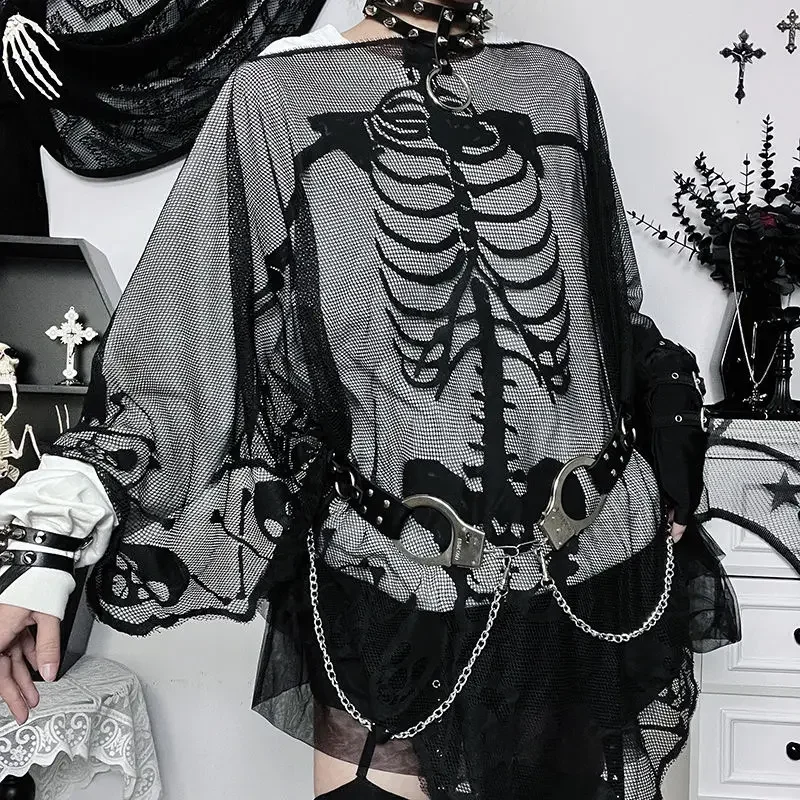 Dark Gothic Cloak Skeleton Lace Openwork Shirt 2025 Spring/Summer Design Sense Women's Wear
Dark Gothic Cloak Skeleton Lace Openwork Shirt 2025 Spring/Summer Design Sense Women's Wear
