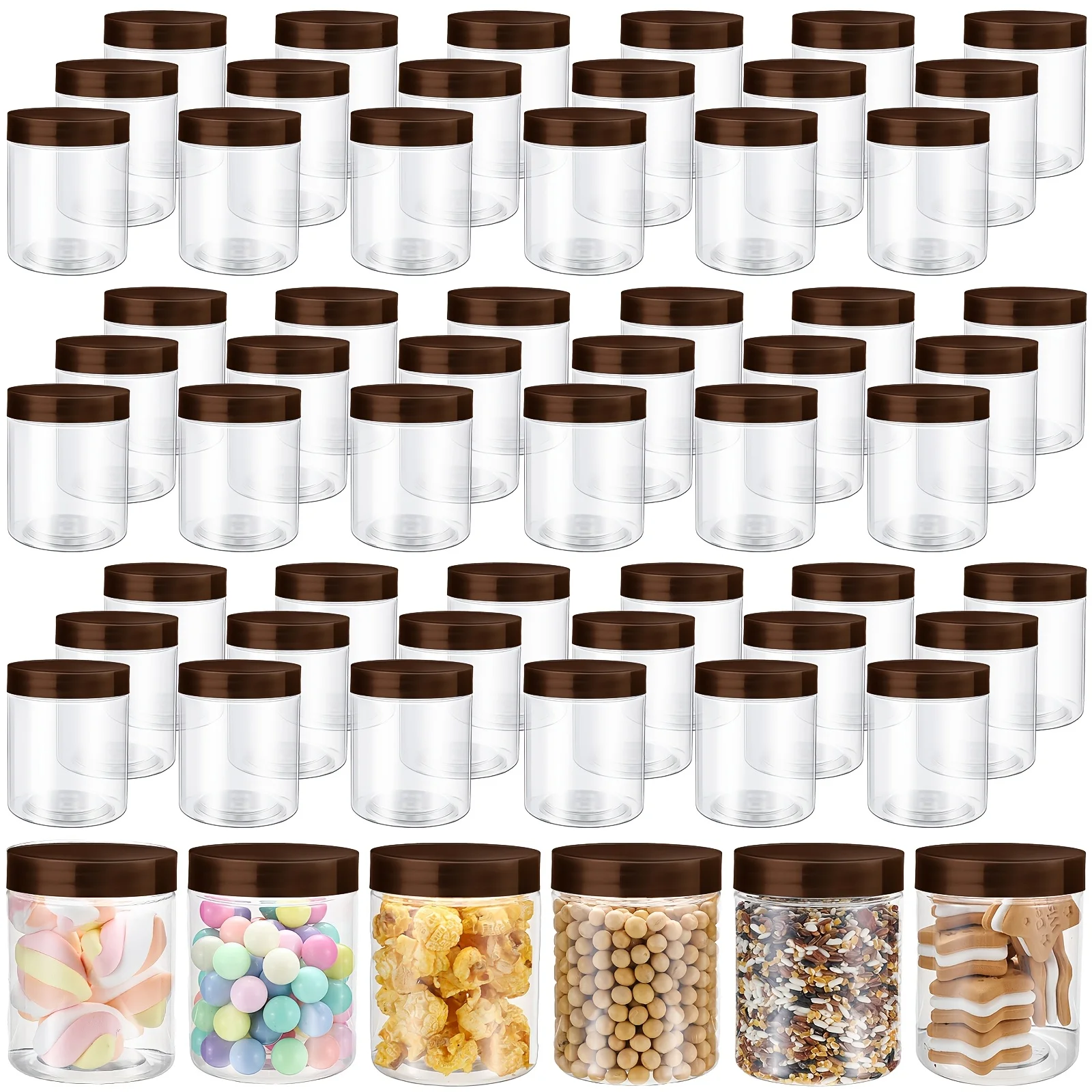 60pcs 8oz Brown Plastic Mason Jars with Lids - Leakproof, Refillable Round Storage Containers for Kitchen, Travel, Face Creams, and Spices, Empty, Household Food
60pcs 8oz Brown Plastic Mason Jars with Lids - Leakproof, Refillable Round Storage Containers for Kitchen, Travel, Face Creams, and Spices, Empty, Household Food