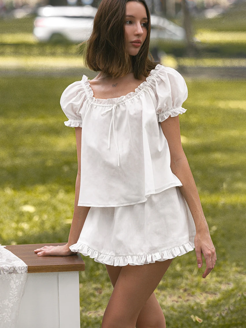 Marthaqiqi Cotton Women Nightgowns Set Short Sleeve Pajamas O-Neck Sleepwear Lace Up Nightie Skirts Casual Ladies Nightwear Suit
Marthaqiqi Cotton Women Nightgowns Set Short Sleeve Pajamas O-Neck Sleepwear Lace Up Nightie Skirts Casual Ladies Nightwear Suit