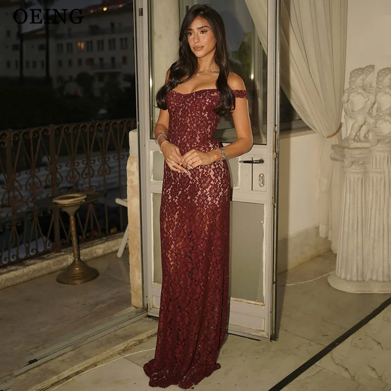 OEING Elegant Mermaid Prom Dress Burgundy Lace Off The Shoulder Floor Length Gala Party Puffy Dress שמלות ערב Customized
OEING Elegant Mermaid Prom Dress Burgundy Lace Off The Shoulder Floor Length Gala Party Puffy Dress שמלות ערב Customized