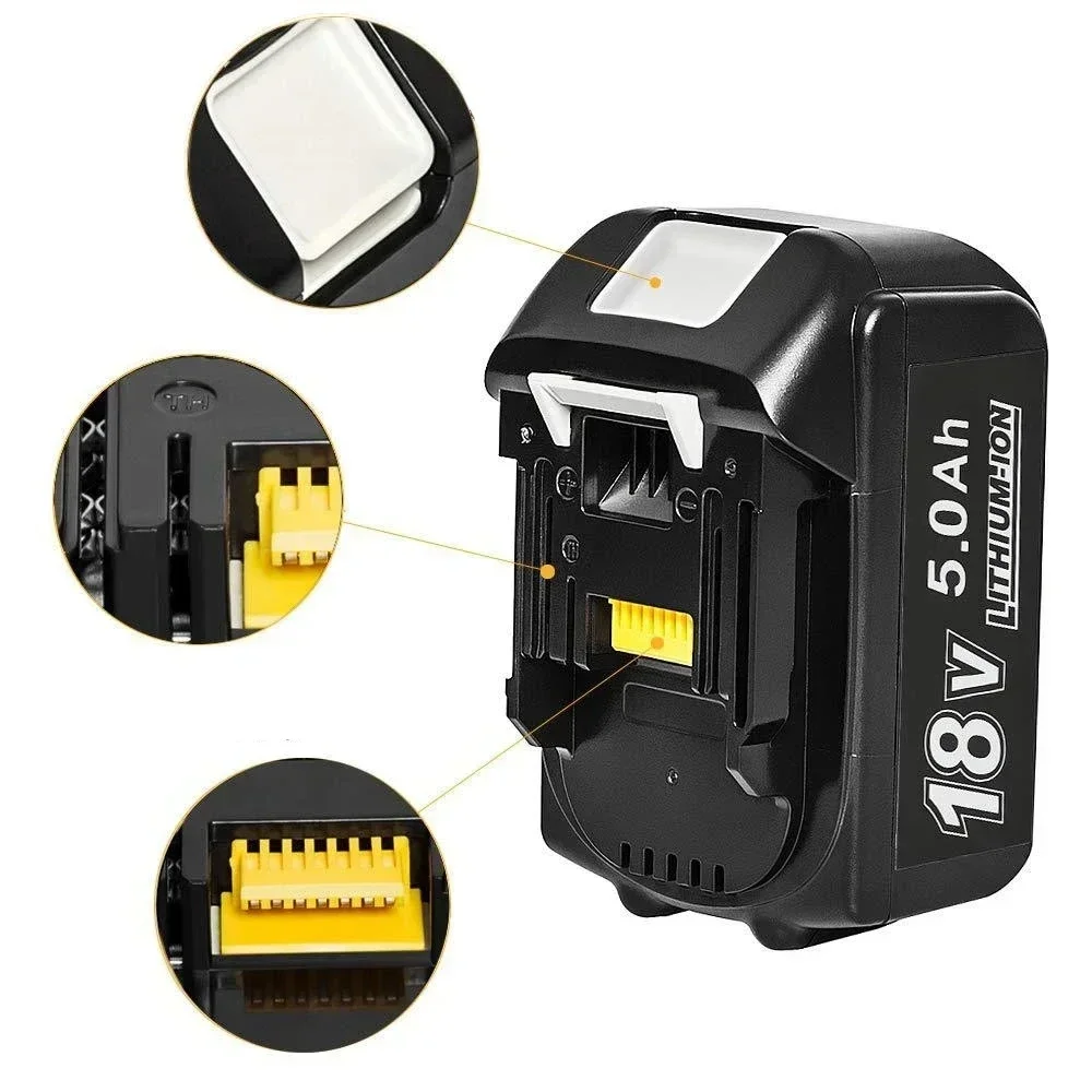 6000mAh 18V Li-ion Battery for Makita LXT Power Tools – High Capacity Rechargeable Replacement for BL1860B, BL1860, BL1850 (LED
6000mAh 18V Li-ion Battery for Makita LXT Power Tools – High Capacity Rechargeable Replacement for BL1860B, BL1860, BL1850 (LED