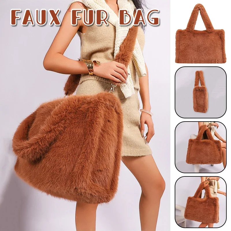 Winter Casual Furry Shoulder Bags for Women Solid Color Soft Plush Ladies Large Capacity Lightweight Female Crossbody Bag
Winter Casual Furry Shoulder Bags for Women Solid Color Soft Plush Ladies Large Capacity Lightweight Female Crossbody Bag