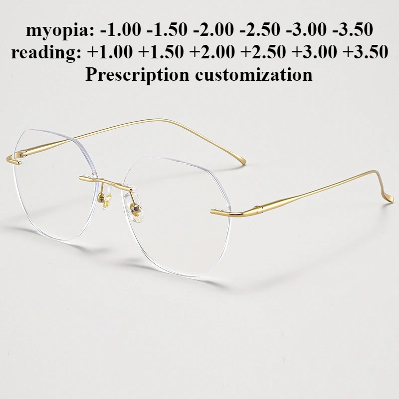 54 мм новая большая оправа из чистого титана, многоугольная оправа для очков без оправы для близорукости, очки для чтения с защитой от синего света
54 мм новая большая оправа из чистого титана, многоугольная оправа для очков без оправы для близорукости, очки для чтения с защитой от синего света