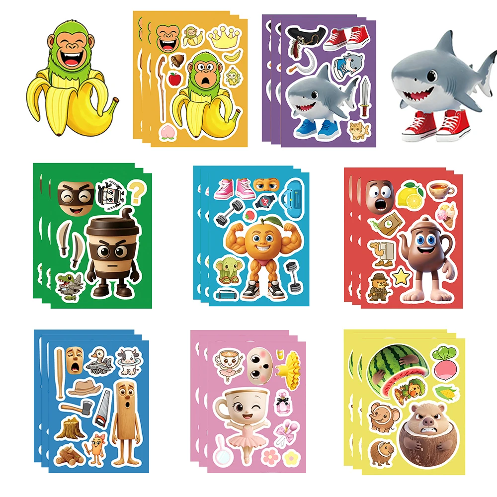 8/16sheets Abstract Animal Tung Tung Sahur Puzzle Stickers Cartoon Make a Face Italian Brainrot Assemble Jigsaw Decoration Decal
8/16sheets Abstract Animal Tung Tung Sahur Puzzle Stickers Cartoon Make a Face Italian Brainrot Assemble Jigsaw Decoration Decal