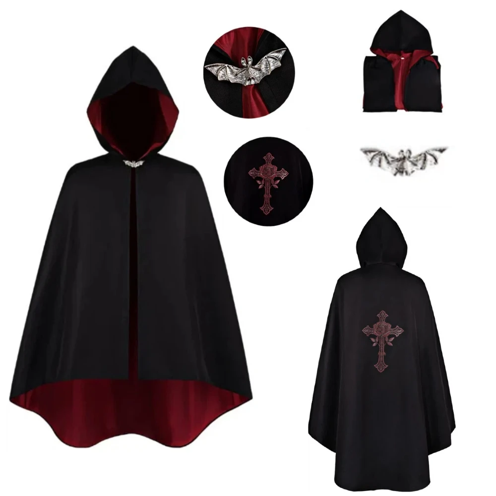 Halloween Vampire Cloak Gothic Style Black Red Hooded Cape Unisex Cosplay Costume Men Women Stage Carnival Party Role PlayOutfit
Halloween Vampire Cloak Gothic Style Black Red Hooded Cape Unisex Cosplay Costume Men Women Stage Carnival Party Role PlayOutfit