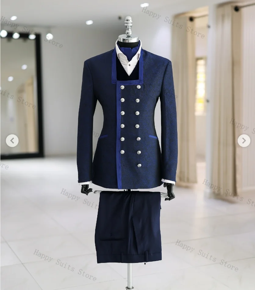 Blue Jacquard Men Suit Set 2 Pieces Blazer+Black Pants Trousers Groom Wedding Tuxedo Formal Office Customized Jacket Cotton Coat
Blue Jacquard Men Suit Set 2 Pieces Blazer+Black Pants Trousers Groom Wedding Tuxedo Formal Office Customized Jacket Cotton Coat