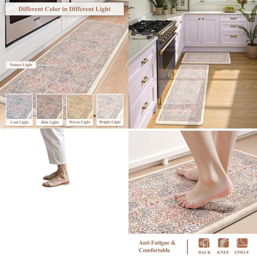 Kitchen Anti-Fatigue Mats Set, 2-Piece Cushioned Rugs, Waterproof Non-Slip Sink Mats, Pink/Blue Floral, Laundry & Home Office Us
Kitchen Anti-Fatigue Mats Set, 2-Piece Cushioned Rugs, Waterproof Non-Slip Sink Mats, Pink/Blue Floral, Laundry & Home Office Us