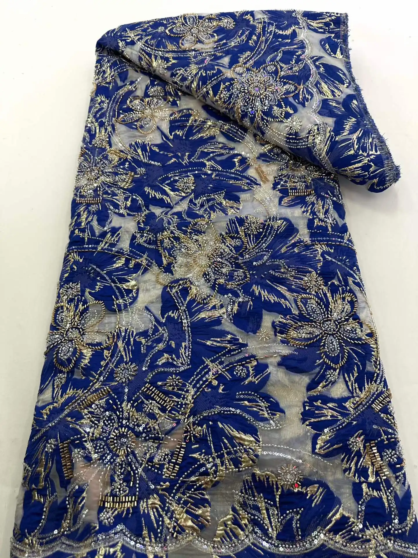 Luxury Sequins Lace Fabric High Quality French African Beaded Lace Fabric Nigerian Embroidery Fabric For Sewing Dress 5 Yards
Luxury Sequins Lace Fabric High Quality French African Beaded Lace Fabric Nigerian Embroidery Fabric For Sewing Dress 5 Yards