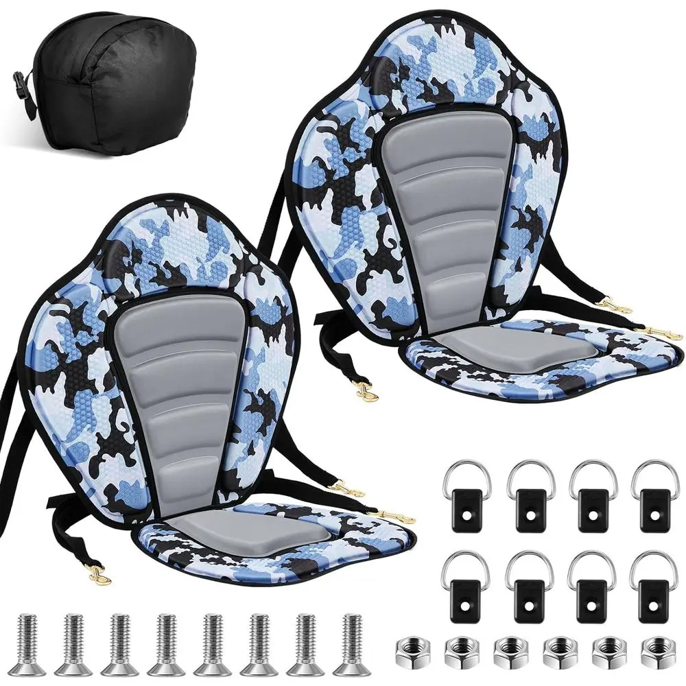 Pair of Adjustable Boat Seats with Padded Backrest, Detachable Storage, and 8 D-Rings for Secure Attachment
Pair of Adjustable Boat Seats with Padded Backrest, Detachable Storage, and 8 D-Rings for Secure Attachment