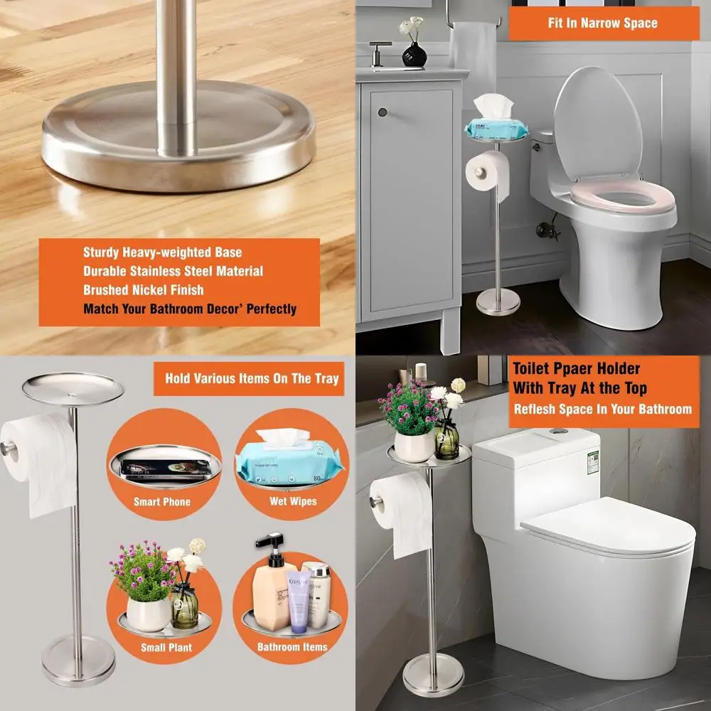 Подставка для туалетной бумаги из нержавеющей стали с отделкой из матового никеля, с полкой и подносом
Подставка для туалетной бумаги из нержавеющей стали с отделкой из матового никеля, с полкой и подносом