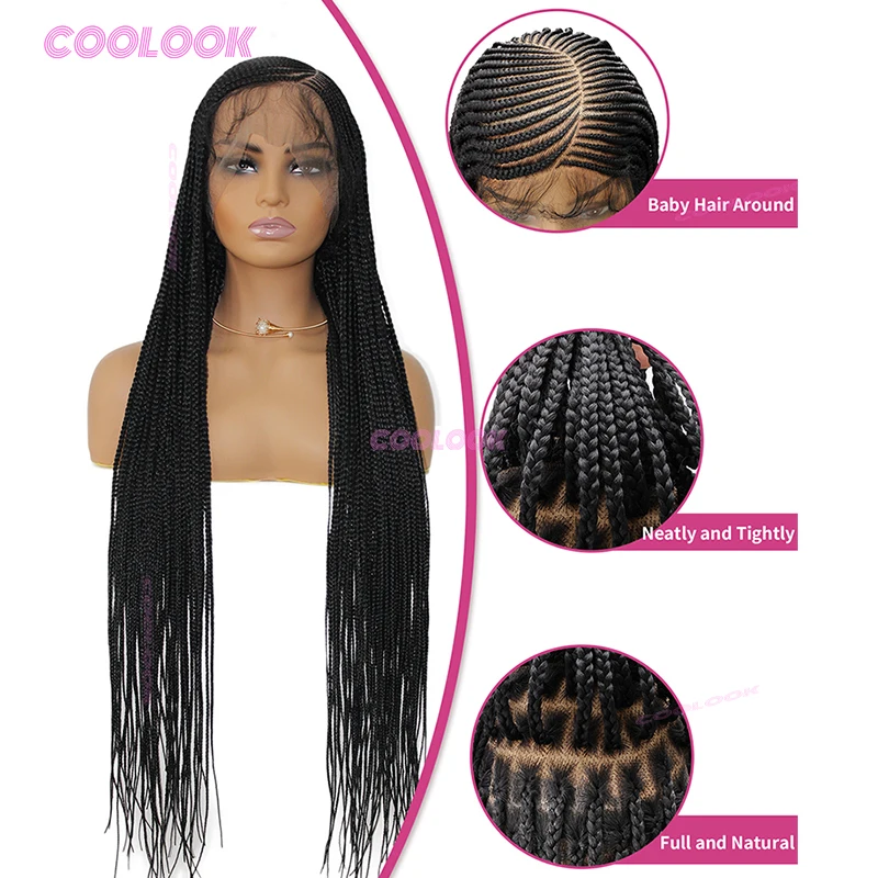 Несколько стилей, 36 дюймов, косички, кружевной парик, синтетические полные кружевные плетеные парики для чернокожих женщин, без узлов, косичка, парик 
Несколько стилей, 36 дюймов, косички, кружевной парик, синтетические полные кружевные плетеные парики для чернокожих женщин, без узлов, косичка, парик
