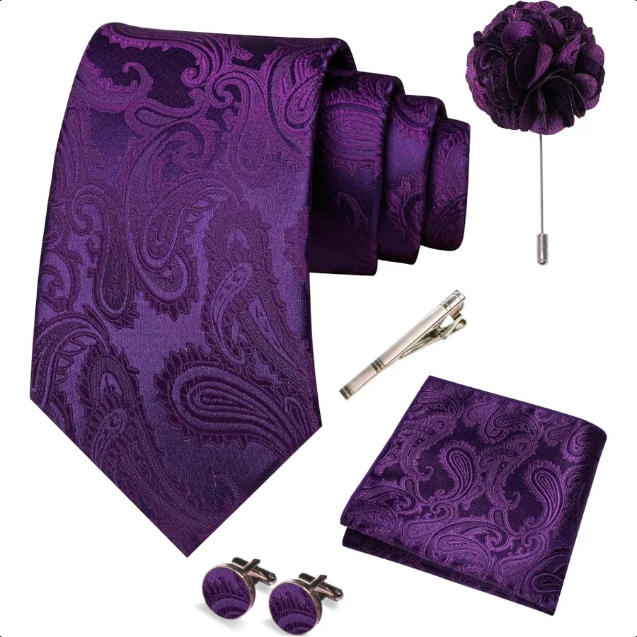 Mens Paisley Tie and Pocket SquareLapel Pin Cufflinks Tie Clip Sets with Gift Box 5PCS
Mens Paisley Tie and Pocket SquareLapel Pin Cufflinks Tie Clip Sets with Gift Box 5PCS