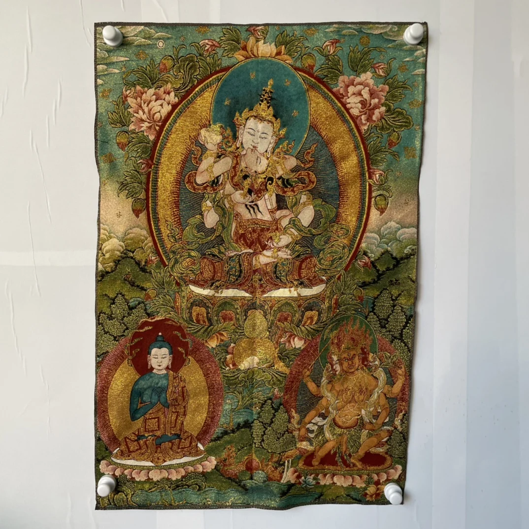 35"Thangka Embroidery Tibetan Buddhism silk Embroidery Vajrasattva Happy Buddha Thangka hanging screen Town house
35"Thangka Embroidery Tibetan Buddhism silk Embroidery Vajrasattva Happy Buddha Thangka hanging screen Town house