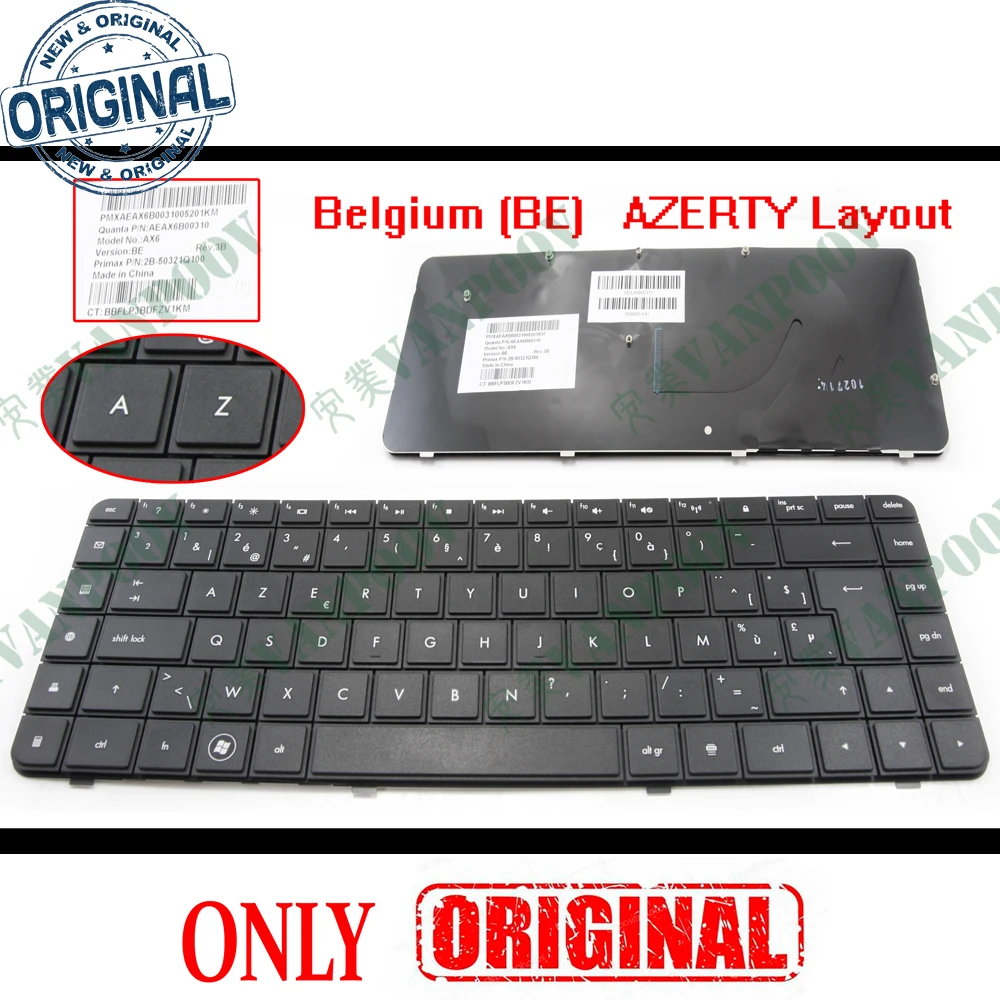 NEW AZERTY Notebook Laptop Keyboard for HP Compaq Presario CQ56 G56 CQ62 G62 -100 -200 AX6 CQ56-100 Black Belgium BE 605922-A41
NEW AZERTY Notebook Laptop Keyboard for HP Compaq Presario CQ56 G56 CQ62 G62 -100 -200 AX6 CQ56-100 Black Belgium BE 605922-A41