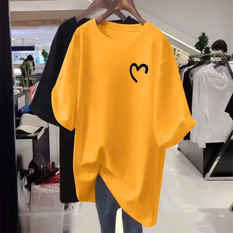 Women Clothing Little Love Printed Tops Lady O-neck Pullover Summer Pure Cotton Short Sleeve Loose Basics Casual T-shirt
Women Clothing Little Love Printed Tops Lady O-neck Pullover Summer Pure Cotton Short Sleeve Loose Basics Casual T-shirt