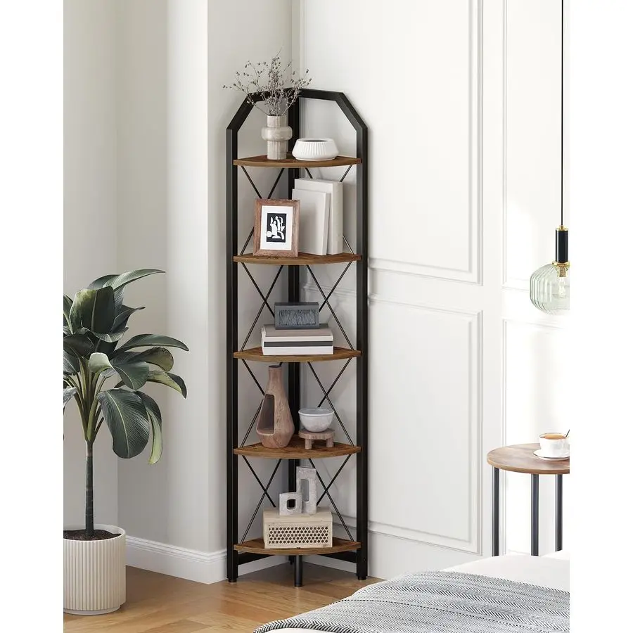 59.4 Corner Shelf, 5Tier Industrial Corner Bookshelf, Corner Storage Stand, Plant Stand Display Shelf, Bookcase for Bedroom, Li
59.4 Corner Shelf, 5Tier Industrial Corner Bookshelf, Corner Storage Stand, Plant Stand Display Shelf, Bookcase for Bedroom, Li