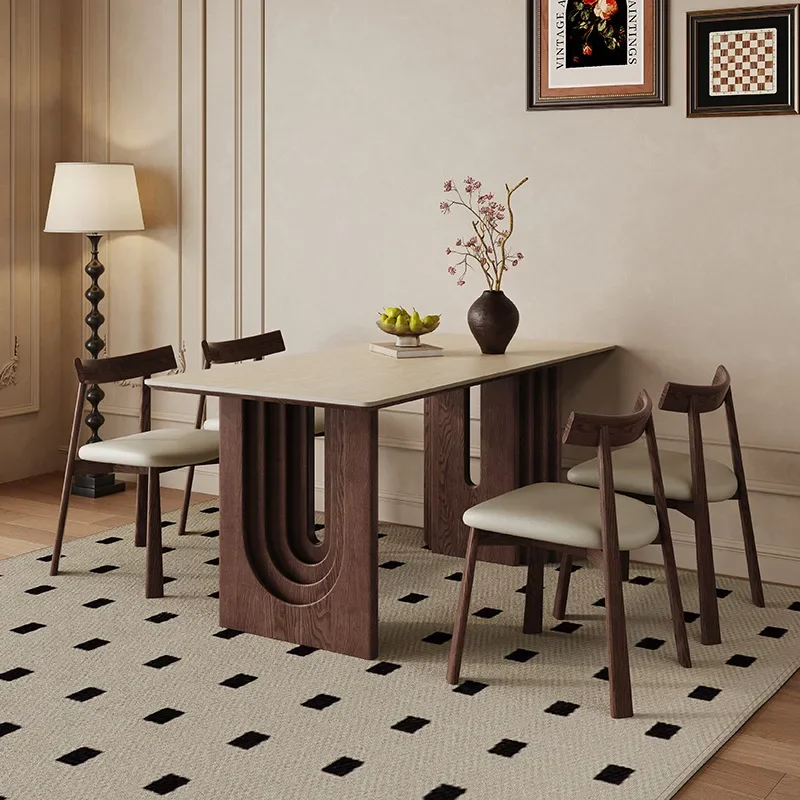 Solid wood rock slab dining table rectangular modern simple walnut color home retro wind wabi sandy dining
Solid wood rock slab dining table rectangular modern simple walnut color home retro wind wabi sandy dining