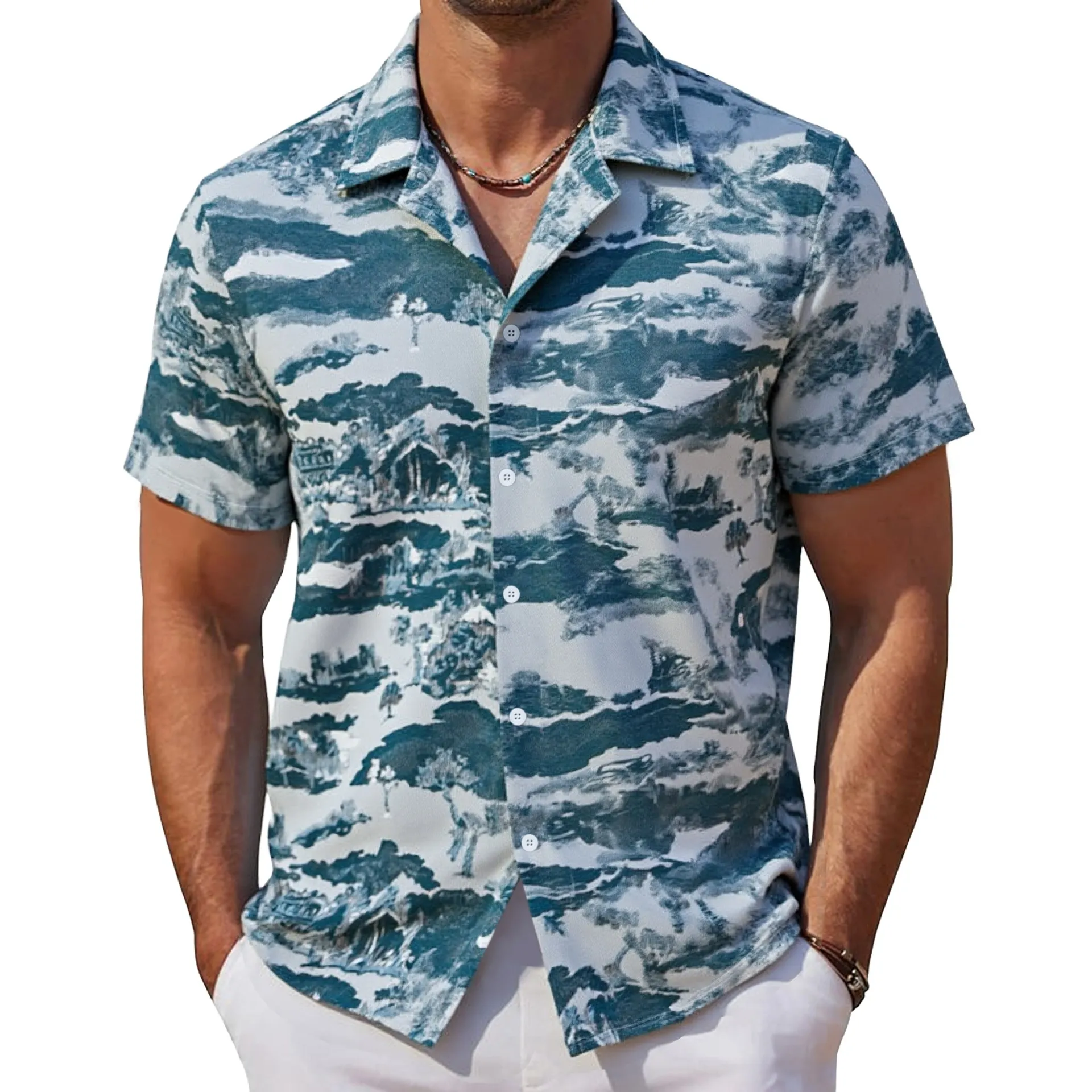 Fashion Men's Blue Printed Casual Trendy Simple Basic Daily Short Sleeve Cuban Collar Shirts Coats Male Chinese Style Clothes
Fashion Men's Blue Printed Casual Trendy Simple Basic Daily Short Sleeve Cuban Collar Shirts Coats Male Chinese Style Clothes