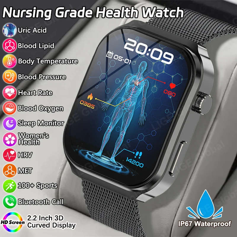 LIGE New Blood Fat Analysis Health Smart Watches HRV Uric Acid Blood Pressure Blood Oxygen Clock BT Call Smartwatch Men Women
LIGE New Blood Fat Analysis Health Smart Watches HRV Uric Acid Blood Pressure Blood Oxygen Clock BT Call Smartwatch Men Women