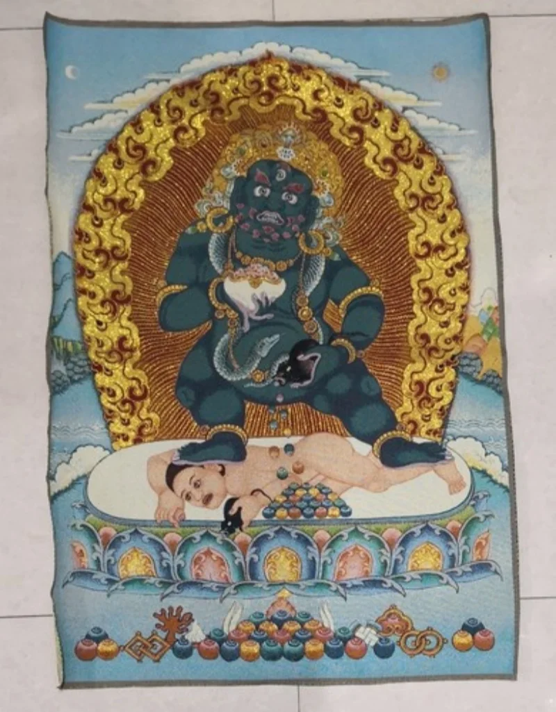 36" Tibet Tibetan Cloth Silk Buddhism 2 Arms Black Jambhala Tangka Thangka Mural
36" Tibet Tibetan Cloth Silk Buddhism 2 Arms Black Jambhala Tangka Thangka Mural