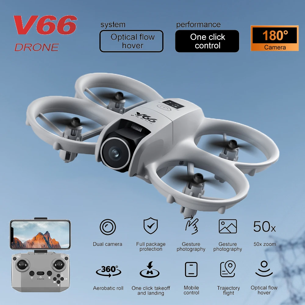 V66 Mini Drone 4K HD Electric Dual Cameras Aerial Aircraft Optical Flow Hover Folding Pocket RC Quadcopter Toys for Kids Gift
V66 Mini Drone 4K HD Electric Dual Cameras Aerial Aircraft Optical Flow Hover Folding Pocket RC Quadcopter Toys for Kids Gift