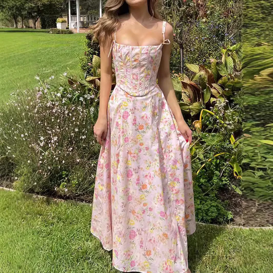 Broken flower suspender, fish bone split medium and long dress, two-piece printed dress, fashionable, simple and versatile tempe
Broken flower suspender, fish bone split medium and long dress, two-piece printed dress, fashionable, simple and versatile tempe