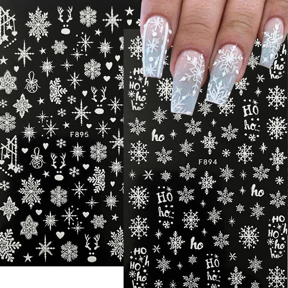 1Pcs Winter White Snowflake Nail Art Sticker 3D Glitter Shiny Snowflakes Star Elk Nail Decals Adhesive Xmas Festival Nail Slider
1Pcs Winter White Snowflake Nail Art Sticker 3D Glitter Shiny Snowflakes Star Elk Nail Decals Adhesive Xmas Festival Nail Slider