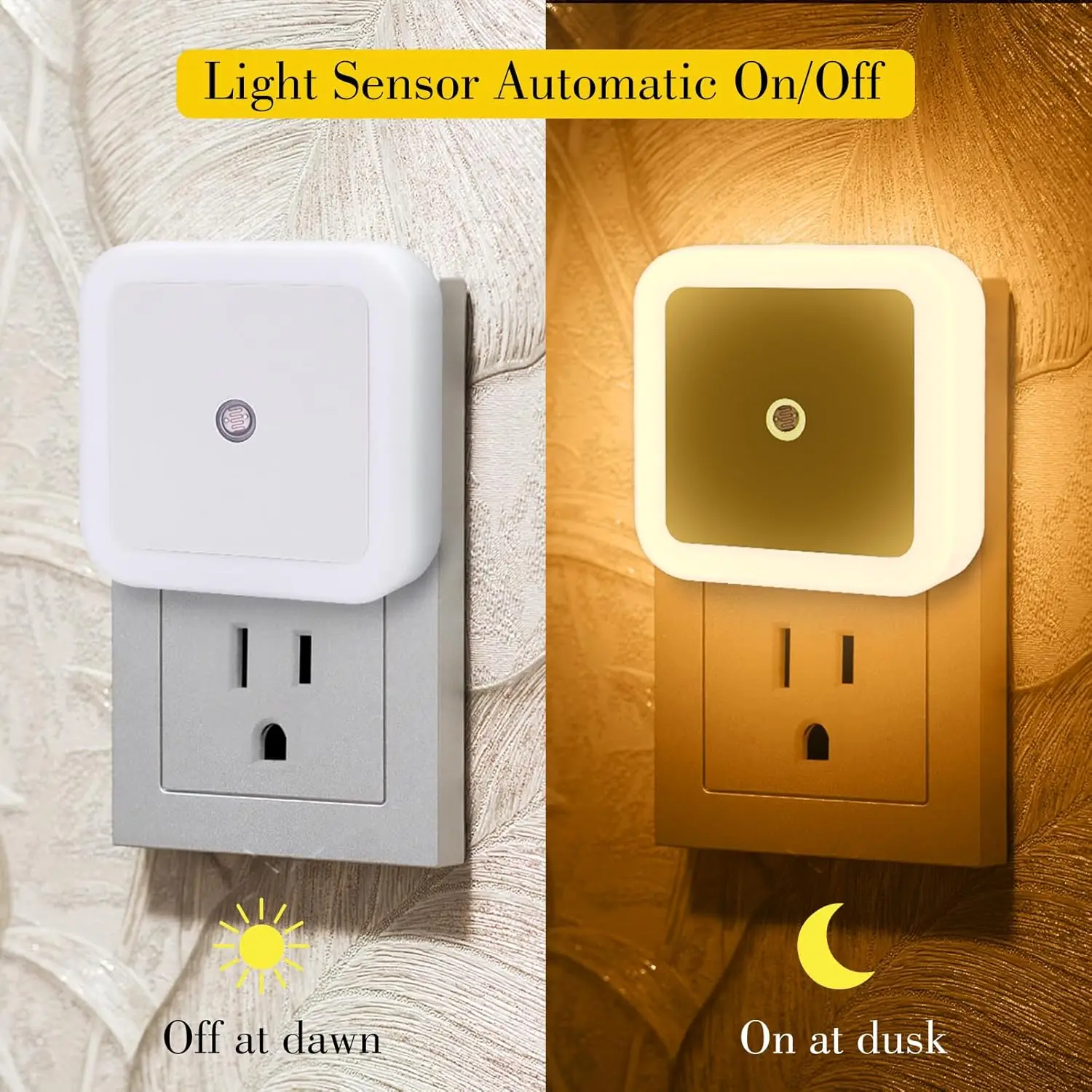 4pcs Warm White LED Night Lights Plug into Wall with Dusk to Dawn sensors, Plug in Night Lights for Kids Room, Bedroom, Stair
4pcs Warm White LED Night Lights Plug into Wall with Dusk to Dawn sensors, Plug in Night Lights for Kids Room, Bedroom, Stair