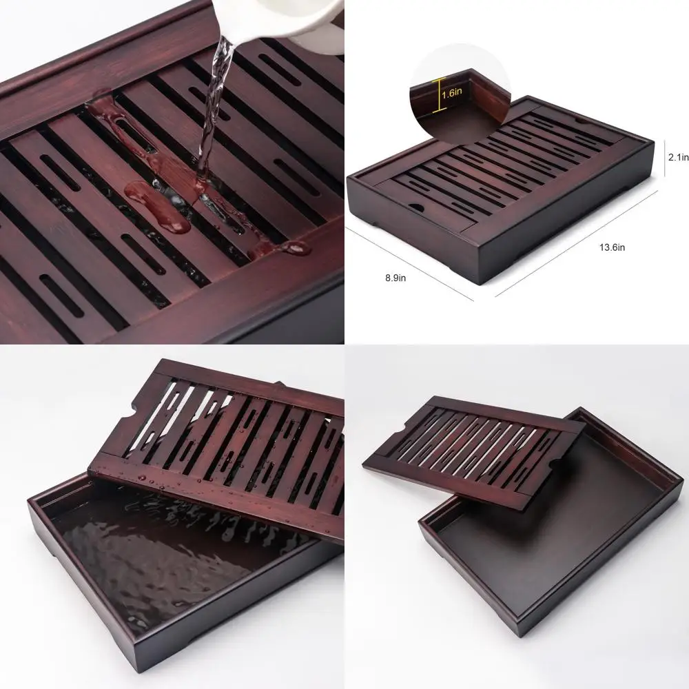 Large Japanese-Style Bamboo Tea Tray with Built-In Water Reservoir, 13.6 x 8.9 Serving Set
Large Japanese-Style Bamboo Tea Tray with Built-In Water Reservoir, 13.6 x 8.9 Serving Set