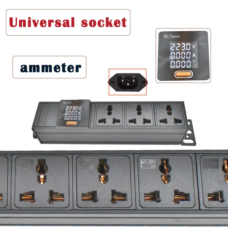 C14 port connection PDU power strip etwork cabinet rack NO switch10A universal socket with ammeter No extension cable
C14 port connection PDU power strip etwork cabinet rack NO switch10A universal socket with ammeter No extension cable