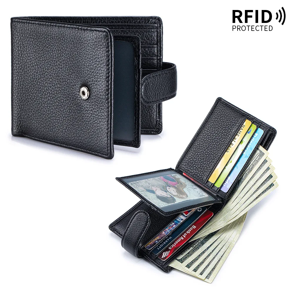 Top Grain Pebbled Leather Bifold Wallet for Men, RFID Blocking Snap Closure Short Wallet, Premium Leather ID Window Small Wallet
Top Grain Pebbled Leather Bifold Wallet for Men, RFID Blocking Snap Closure Short Wallet, Premium Leather ID Window Small Wallet