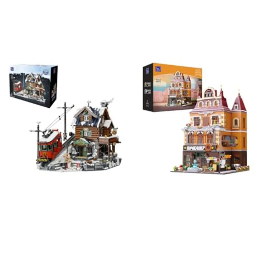 Winter Alpine Ski Lodge European Bakery Building Blocks Set 3-Story Mountain Cabin with Cable Car and Snow Scenes + Multi-Level
Winter Alpine Ski Lodge European Bakery Building Blocks Set 3-Story Mountain Cabin with Cable Car and Snow Scenes + Multi-Level