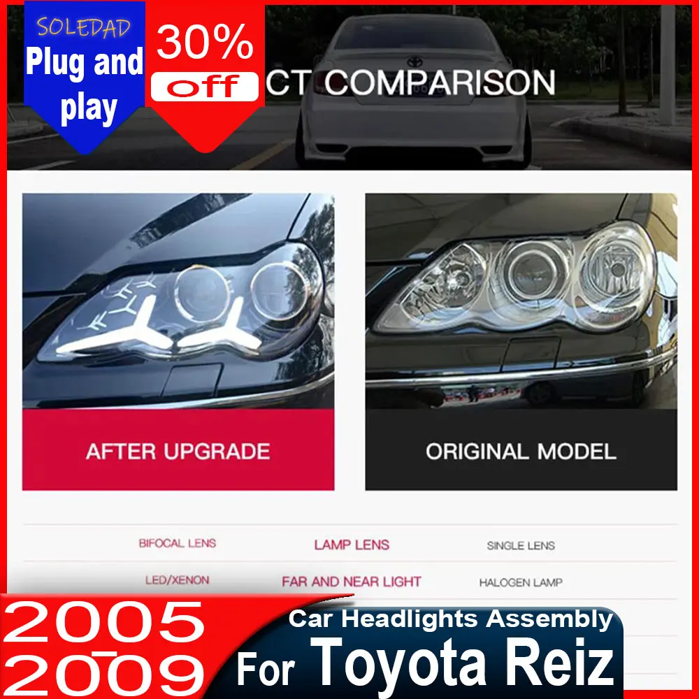 Car headlights for Toyota Mark X Headlights 2004-2009 Reiz LED Headlight DRL Head Lamp Accessories Plug and play
Car headlights for Toyota Mark X Headlights 2004-2009 Reiz LED Headlight DRL Head Lamp Accessories Plug and play