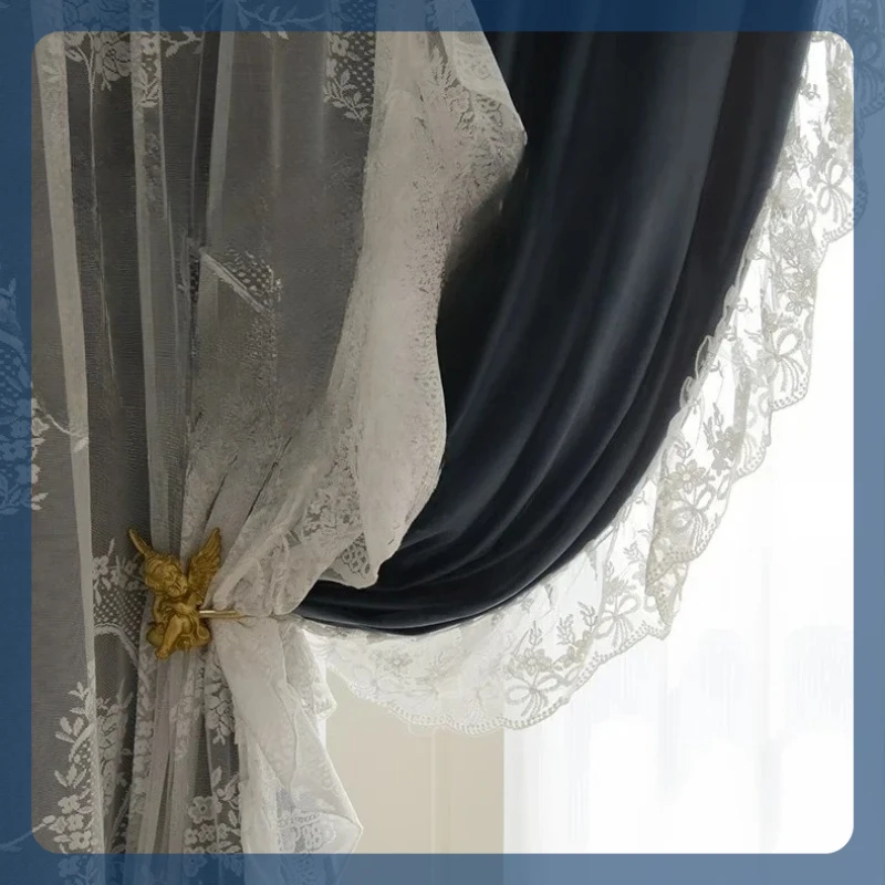 Retro Curtains New French Luxury Bedroom Wind Shading Living Room Bedroom Balcony Blackout Blue Velvet Cloth Curtains Decor
Retro Curtains New French Luxury Bedroom Wind Shading Living Room Bedroom Balcony Blackout Blue Velvet Cloth Curtains Decor