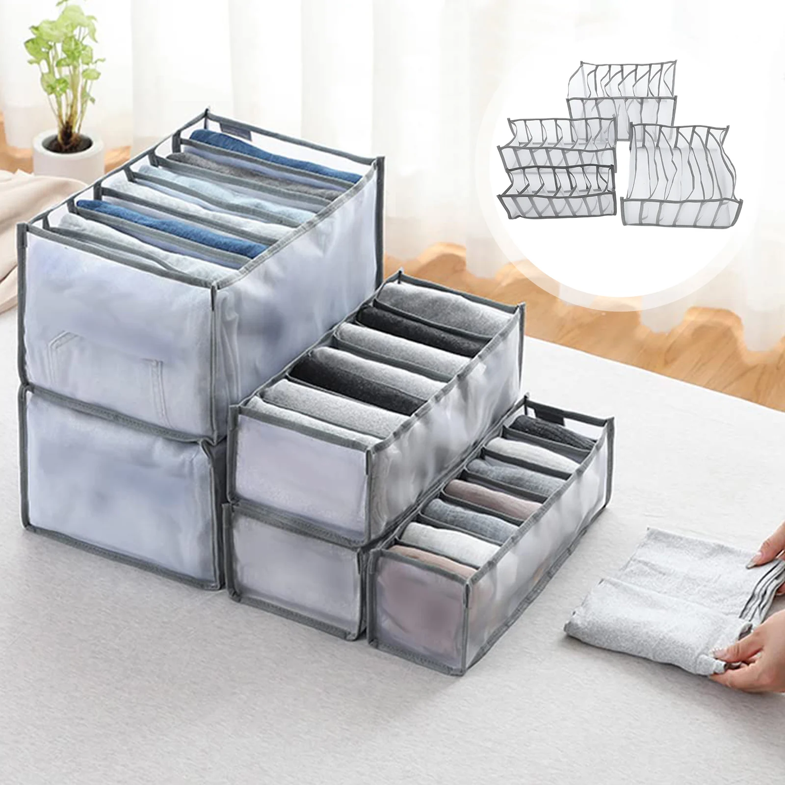 4Pcs Closet Organizer Nylon Clothes Storage Box Multi-Grid Wardrobe Underwear Jean Pants Drawer Jean Organizer
4Pcs Closet Organizer Nylon Clothes Storage Box Multi-Grid Wardrobe Underwear Jean Pants Drawer Jean Organizer