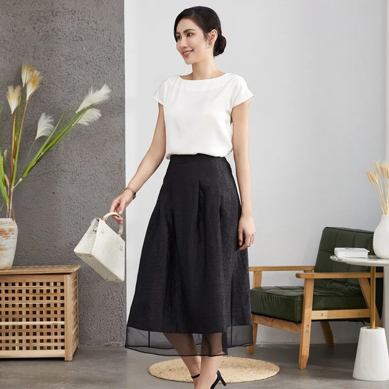 Women's Skirt 25MM 100% Real Silk Fragrant Cloud Yarn Summer Black A-Line Skirt Artistic Vintage Style 2026 Clothing
Women's Skirt 25MM 100% Real Silk Fragrant Cloud Yarn Summer Black A-Line Skirt Artistic Vintage Style 2026 Clothing
