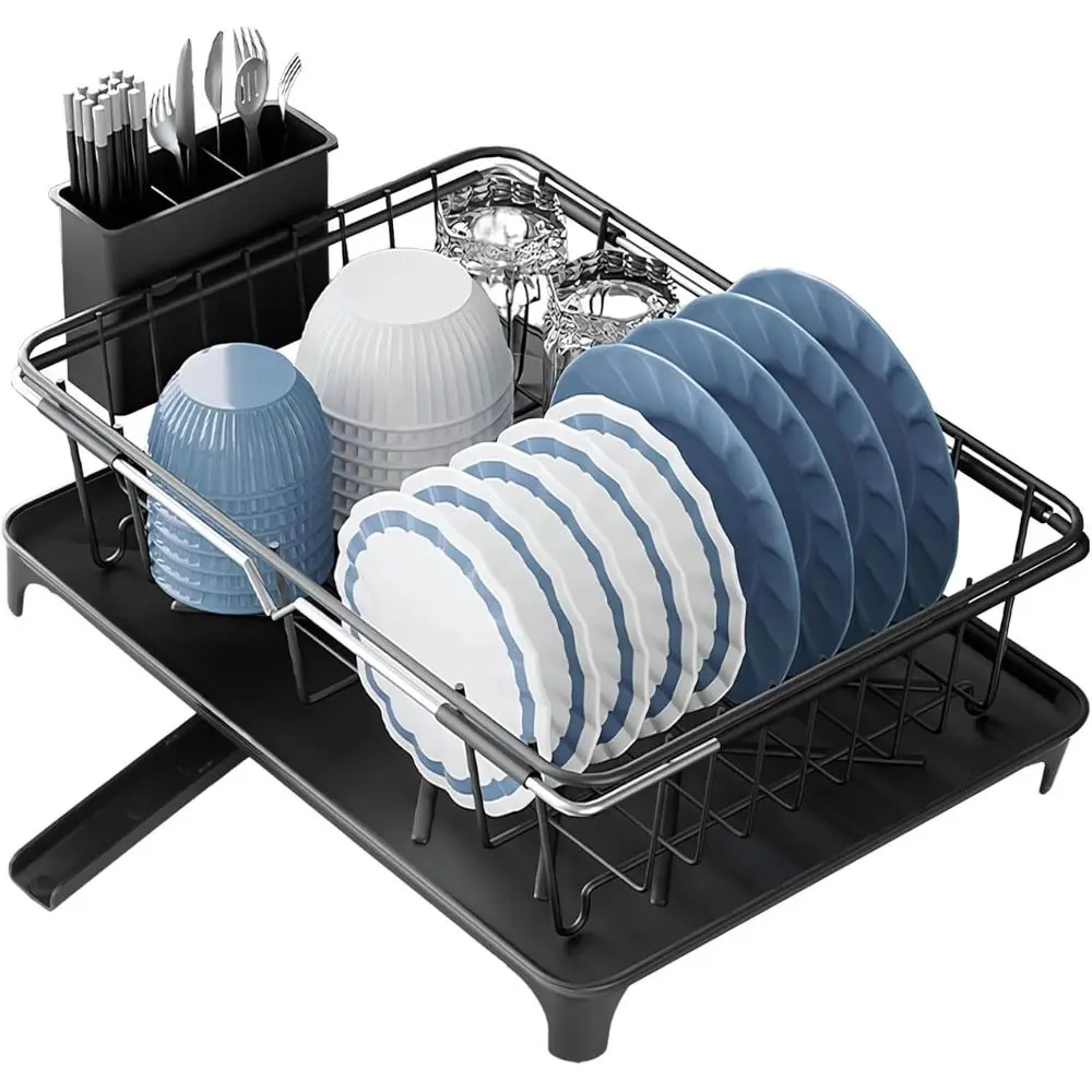 Expandable Dish Drying Rack, Carbon Steel Dish Rack with Drain Board and Utensil Holder, Exble 14.2-20.7 in Drainer with Swivel
Expandable Dish Drying Rack, Carbon Steel Dish Rack with Drain Board and Utensil Holder, Exble 14.2-20.7 in Drainer with Swivel
