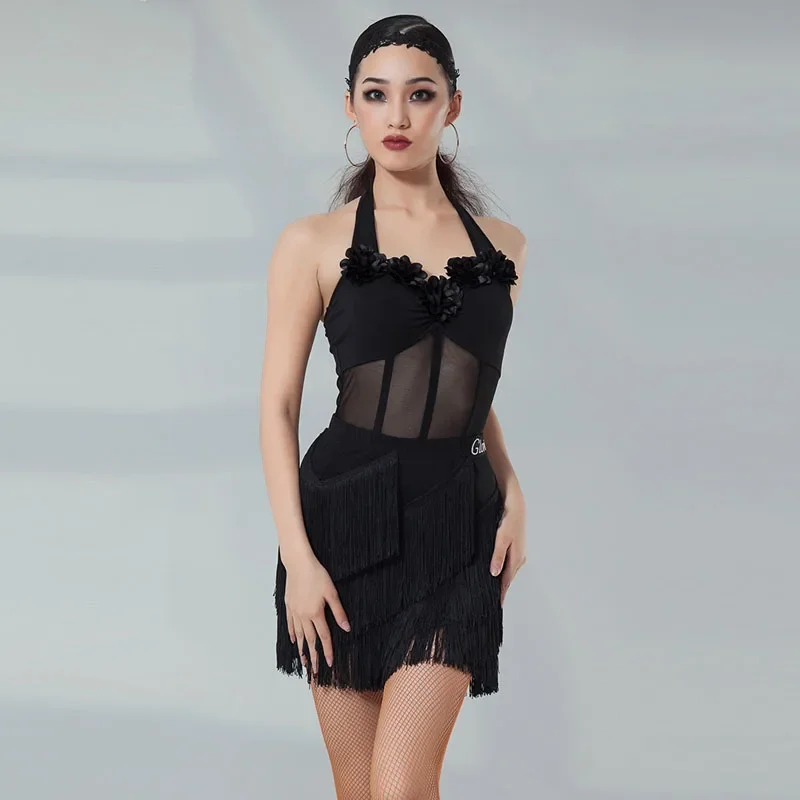 Latin Dance Dress New Adult Women's Mesh Perspective Neck Hanging Strap Tassel Half Skirt Practice Set 176
Latin Dance Dress New Adult Women's Mesh Perspective Neck Hanging Strap Tassel Half Skirt Practice Set 176