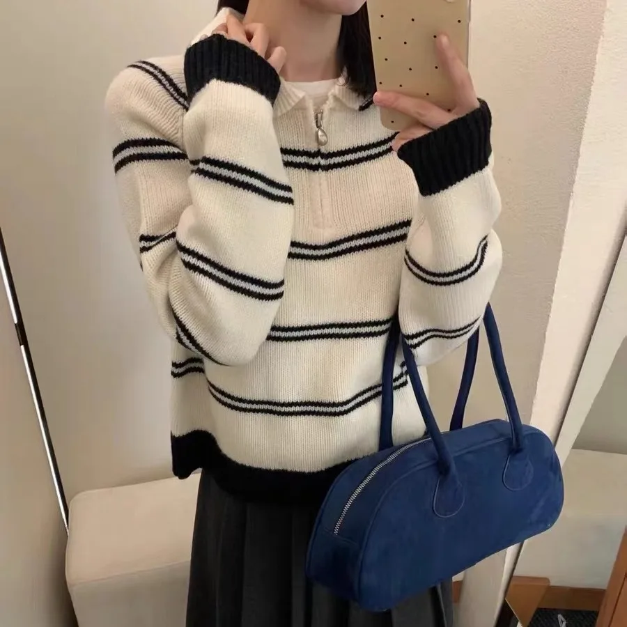 Women's Wool Knitted Sweater Casual Turn-down Collar Thiened Soft Striped All-weather Faionable Commute Sle Top
Women's Wool Knitted Sweater Casual Turn-down Collar Thiened Soft Striped All-weather Faionable Commute Sle Top