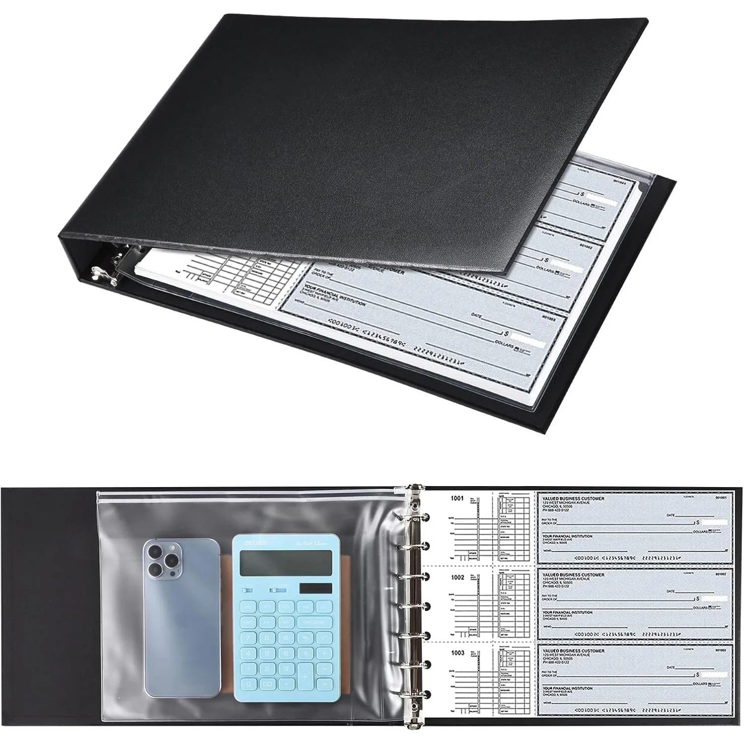 1 Set 7-Ring PU Leather Business Checkbook Binder, 600 Checks Capacity With Zipper Pouch Executive Organizer Portfolio Holder
1 Set 7-Ring PU Leather Business Checkbook Binder, 600 Checks Capacity With Zipper Pouch Executive Organizer Portfolio Holder
