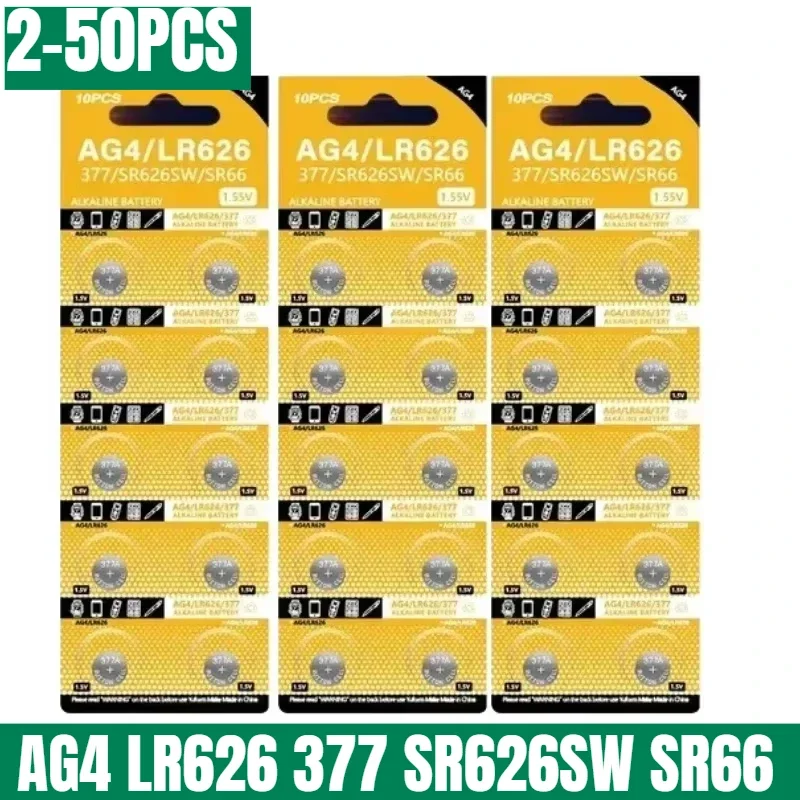 High Quality AG4 LR626 1.55V Alkaline Watch Battery 377 SR626 177 626A 377A CX66W For Toy Calculator Car Key Clock Button Cell
High Quality AG4 LR626 1.55V Alkaline Watch Battery 377 SR626 177 626A 377A CX66W For Toy Calculator Car Key Clock Button Cell