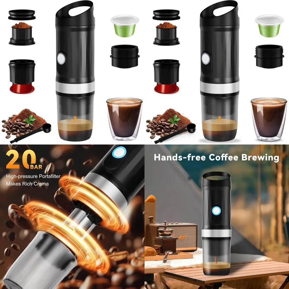 Portable Espresso Maker - 3-4 Min Self-Heating, 20 Bar, 9600mAh Battery, Compatible with Nescafe Capsules & Grounds, Ideal for C
Portable Espresso Maker - 3-4 Min Self-Heating, 20 Bar, 9600mAh Battery, Compatible with Nescafe Capsules & Grounds, Ideal for C