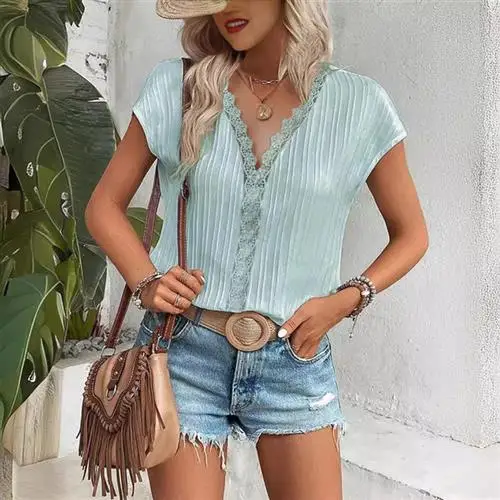 Faionable Large Size Women's irt XL Sved Color Lace Trendy Clothing Accory for Middle-Aged And ly
Faionable Large Size Women's irt XL Sved Color Lace Trendy Clothing Accory for Middle-Aged And ly