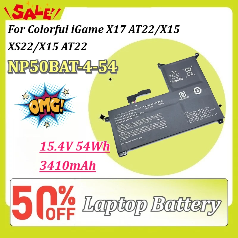 High Quality Replacement NP50BAT-4-54 15.4V 54Wh 3410mAh Li-ion Laptop Battery for Colorful iGame X17 AT22/X15 XS22/X15 AT22
High Quality Replacement NP50BAT-4-54 15.4V 54Wh 3410mAh Li-ion Laptop Battery for Colorful iGame X17 AT22/X15 XS22/X15 AT22