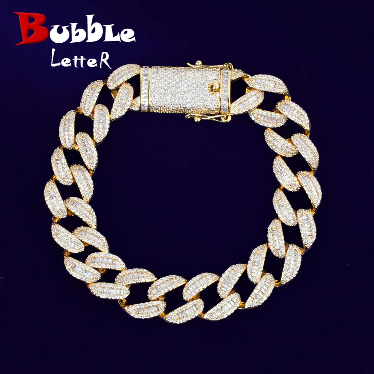 Bubble Letter Prong Bracelet for Women Cuban Link Charm Baguette Iced Out Cubic Zirconia Hip Hop Fashion Jewelry
Bubble Letter Prong Bracelet for Women Cuban Link Charm Baguette Iced Out Cubic Zirconia Hip Hop Fashion Jewelry