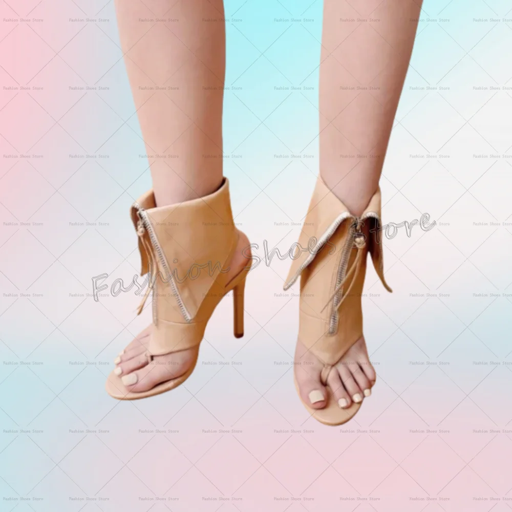 Nude Toe Clip Front Zipper Sandals Matte Leather Women Shoes Stilettos High Heels Party Banquet Dating 2025 Zapatos Para Mujere 
Nude Toe Clip Front Zipper Sandals Matte Leather Women Shoes Stilettos High Heels Party Banquet Dating 2025 Zapatos Para Mujere